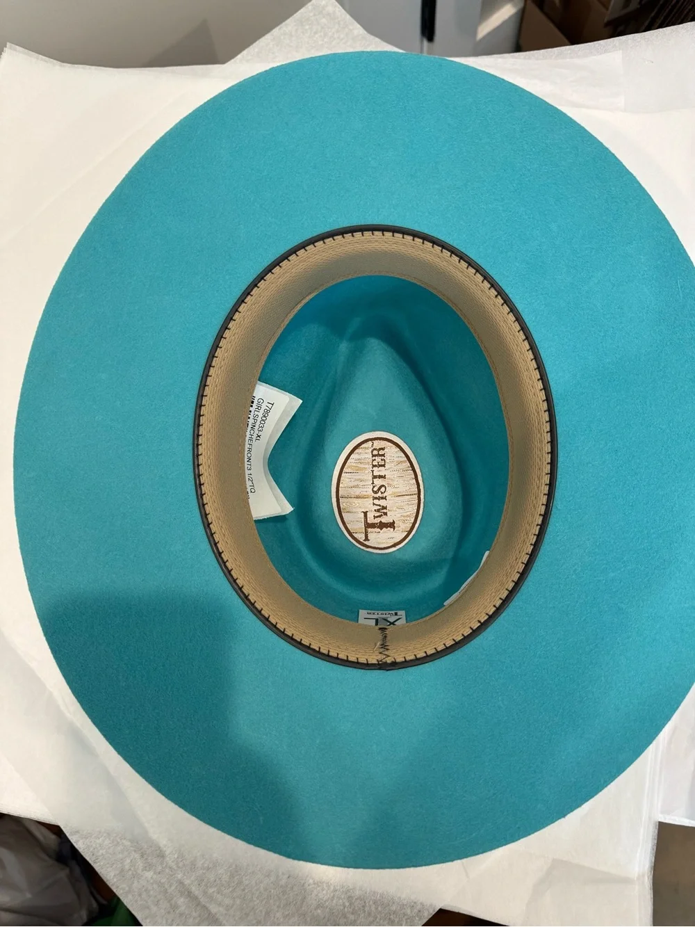 Girl’s Twister Teal Wide-Brim Felt Fedora with Striped Band